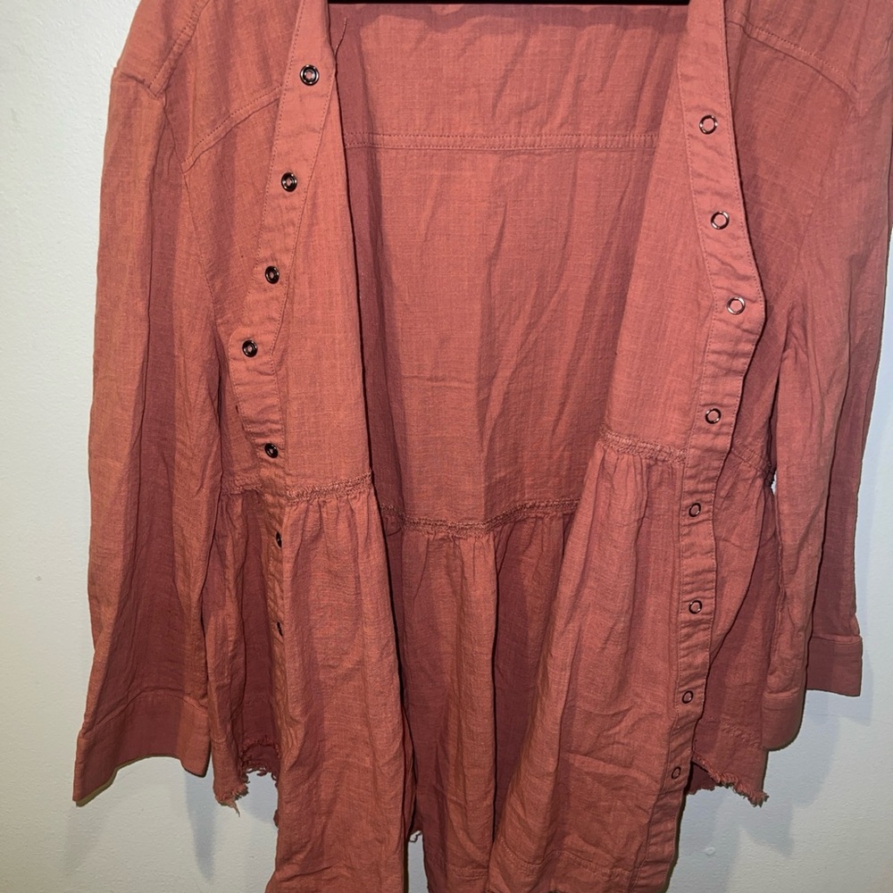 Davi&Dani Mauve Size M Cotton bohemian Button Down Top - Picture 8 of 9